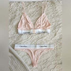 *NEVER WORN* Calvin Klein Pink Bralette and Thong Set